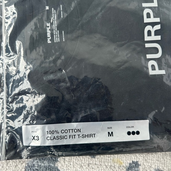 NWT Purple Brand 100% cotton black classic fit t-shirt size medium pack of three - Picture 6 of 6